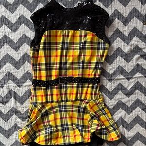 Revolution Yellow and Black Plaid Kids XXLC dance skating dress